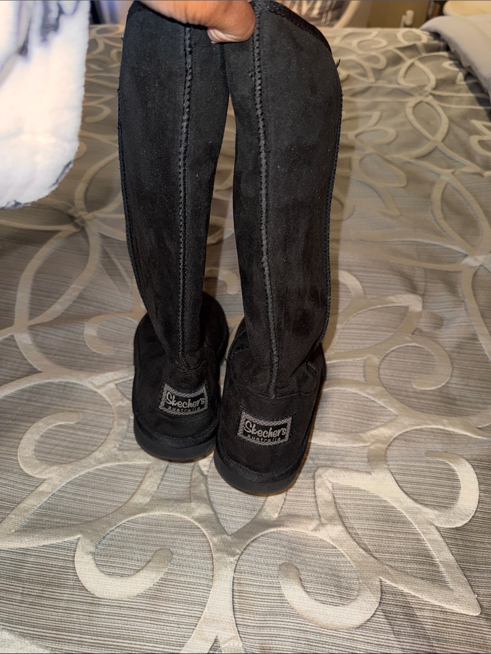 Skechers Tall Black Suede Knee Boots